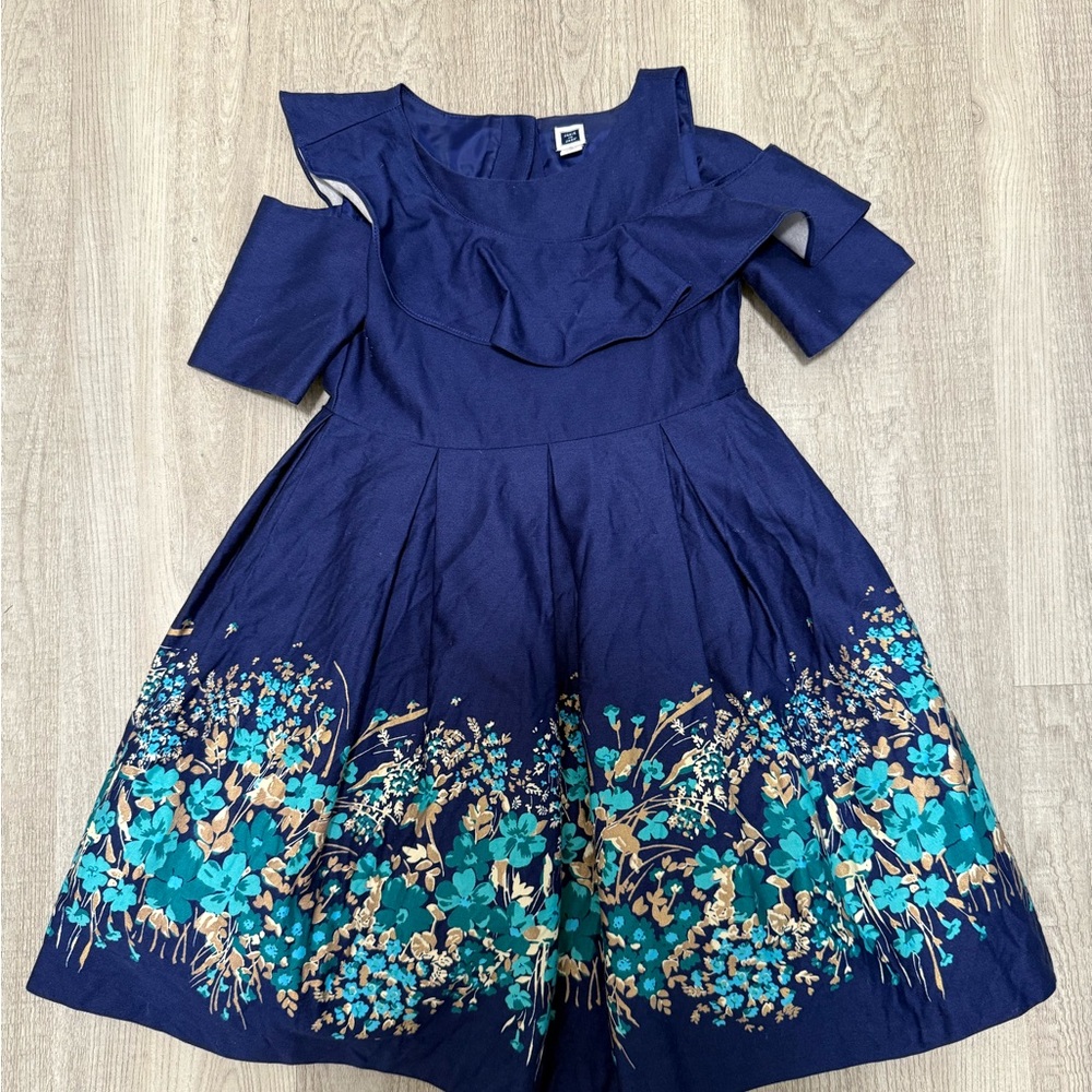 Janie and Jack Blue Asymmetrical Ruffled Dress